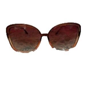 Cat Eye Brown Plastic Rim Metal Arms Sunglasses Women NWOT